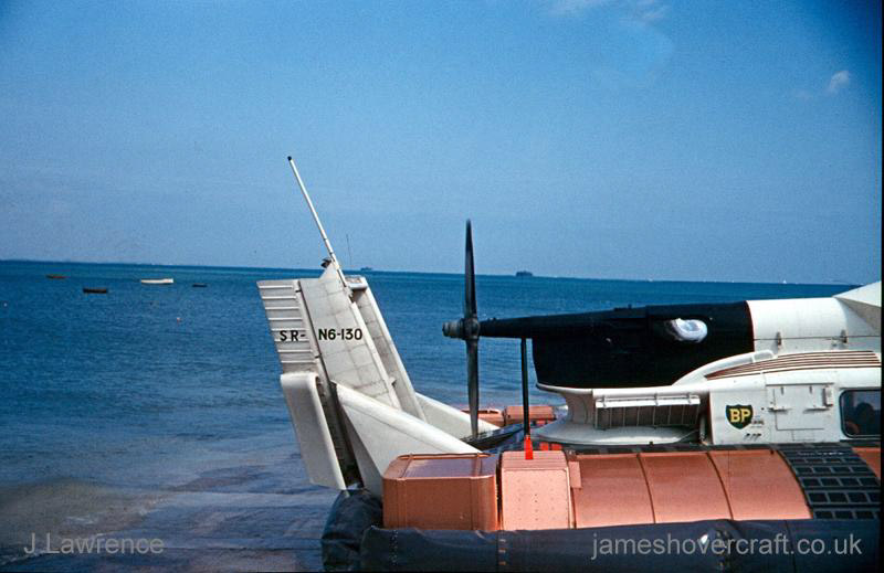 The SRN6 with Hovertravel - Closeup of the fin and propeller (credit: Pat Lawrence).